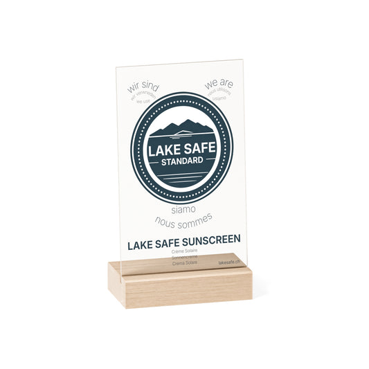 Lake Safe Table Top Plaque Sign with Wooden Stand